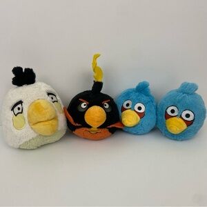 Angry Birds Plush White Black Blues Lot Of 4